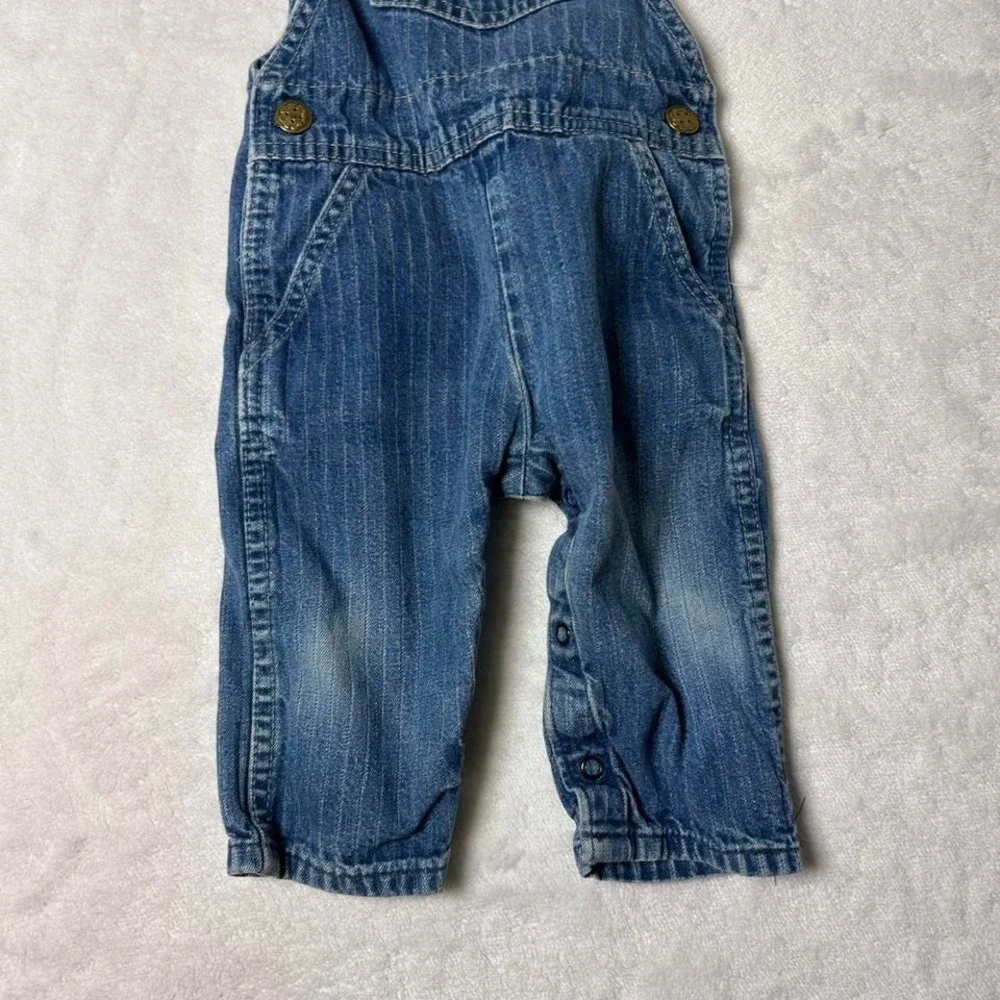 Vintage OSHKOSH B'GOSH Overalls Vestbak Bibs Blue Pinstripe Railroad USA 6/9 mos